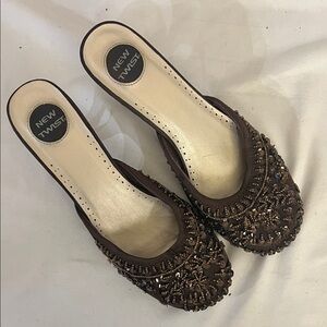 ETE Brown Beaded Women's Mules